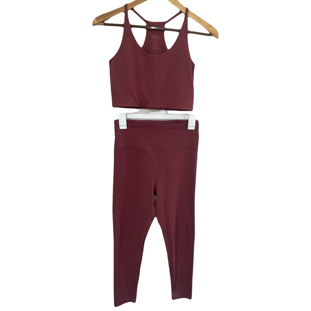 Girlfriend Collective HIGH RISE SEAMLESS LEGGING and Bra Set- Maroon Dusty Mauve